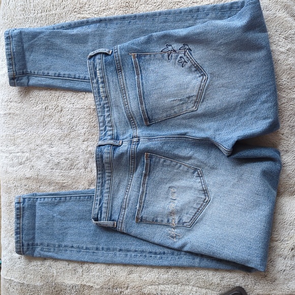 Guilded Intent Distressed Embroidered Mid Rise Skinny Blue Jean Size 27 Waist 31 - Picture 9 of 9